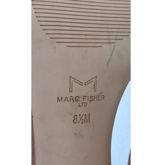 Marc Fisher Cerita Woven Quilted Square toe Block Heel Tan Leather Sandals 8.5 - Picture 8 of 10